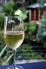 Regals' Rendezvous - wine glass garden background