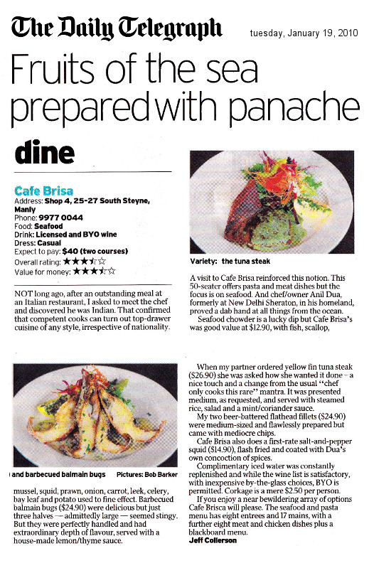 Daily Telegraph Article about Cafe Brisa