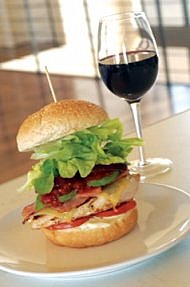 FAB - chicken burger and wine